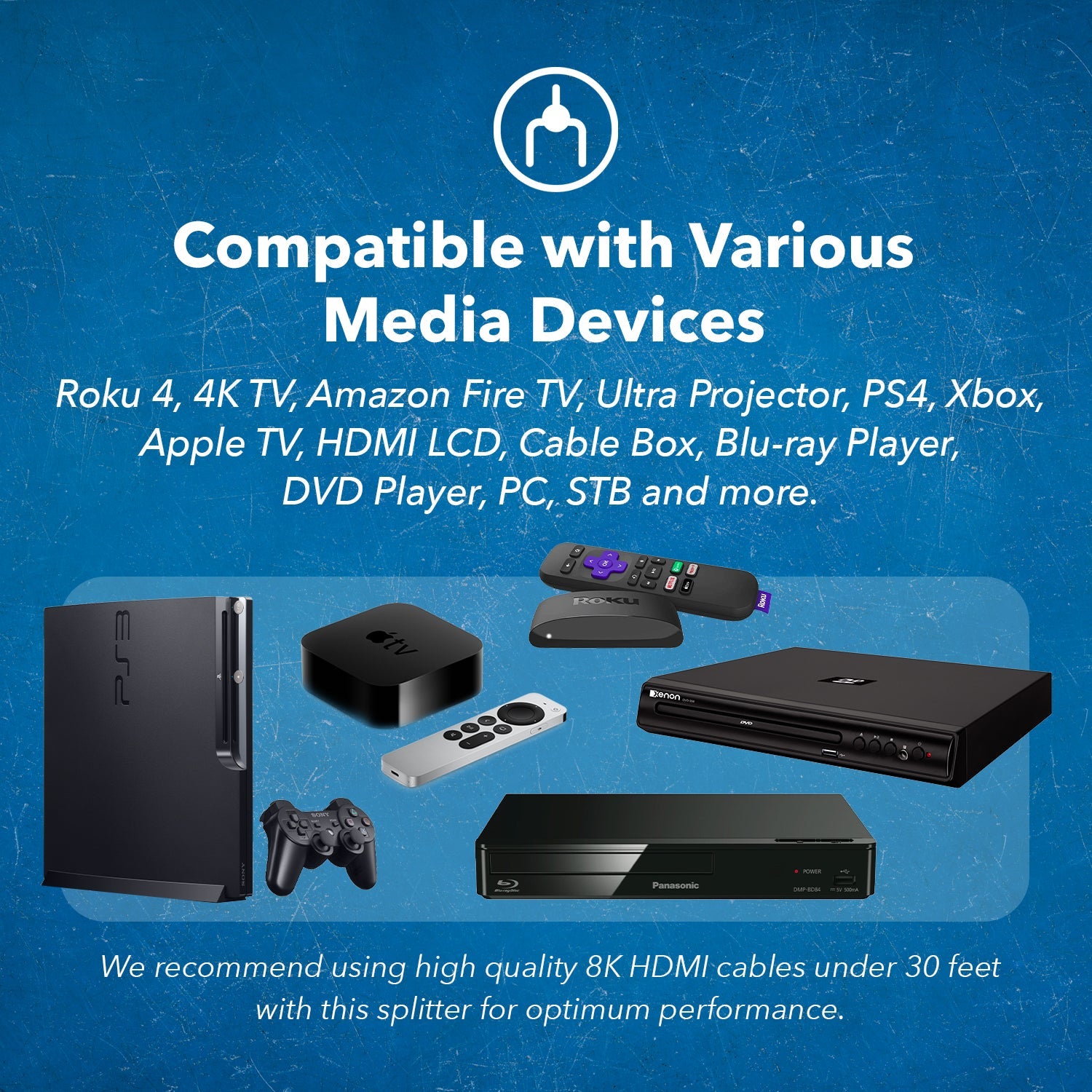 8K Dual Input 2-port HDMI™ Splitter-BK-22