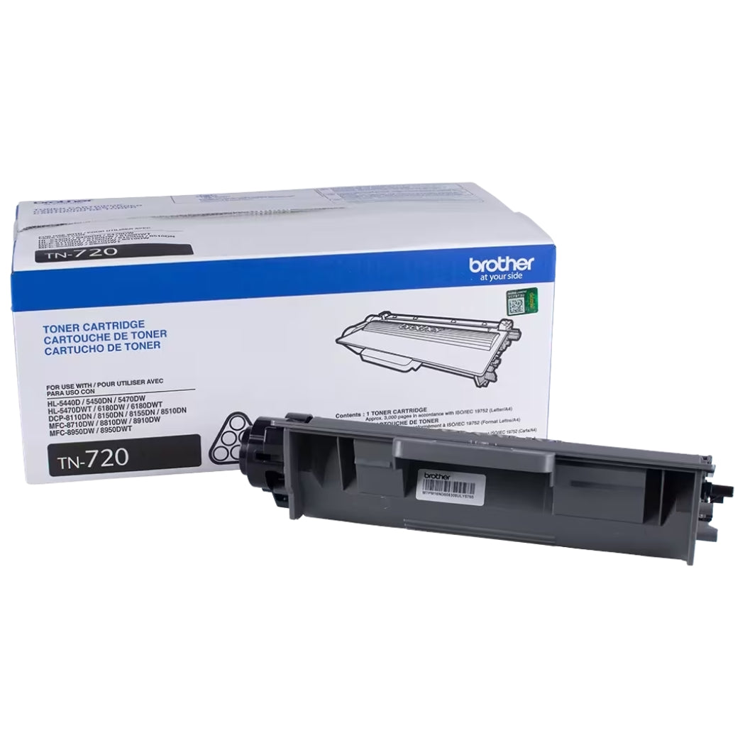 New, Pre-Owned - Brother TN720 Black Laser Toner Cartridge, TN-720