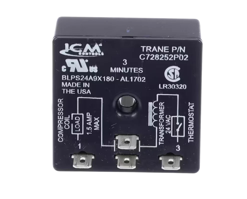 Trane C728252P02 BLPS24A9X180-AL1702 Relay Time Delay SP 3Min 0.5A 24VAC Coil