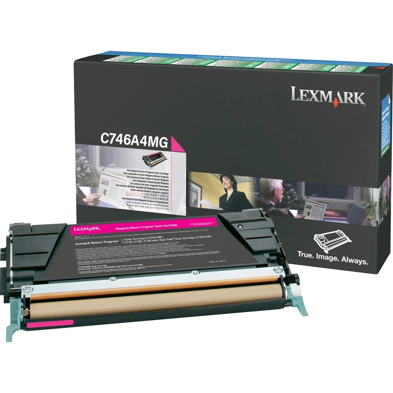 New, Pre-owned, Original Lexmark C746A4MG Standard Yield Magenta Toner Cartridge