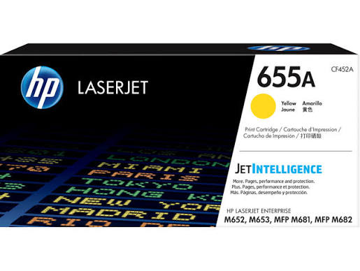 New, Pre-owned, Original HP 655A Standard Yield Yellow Toner Cartridge, CF452A