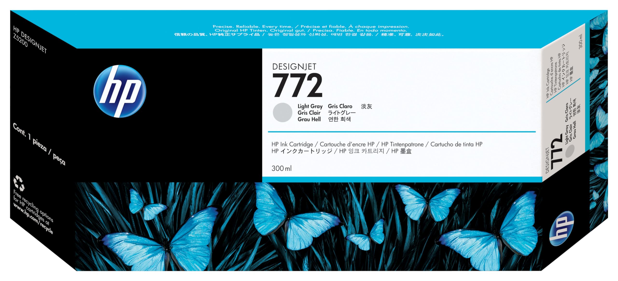 New, Pre-Owned - HP 772 300-ml Light Gray DesignJet Ink Cartridge, CN634A