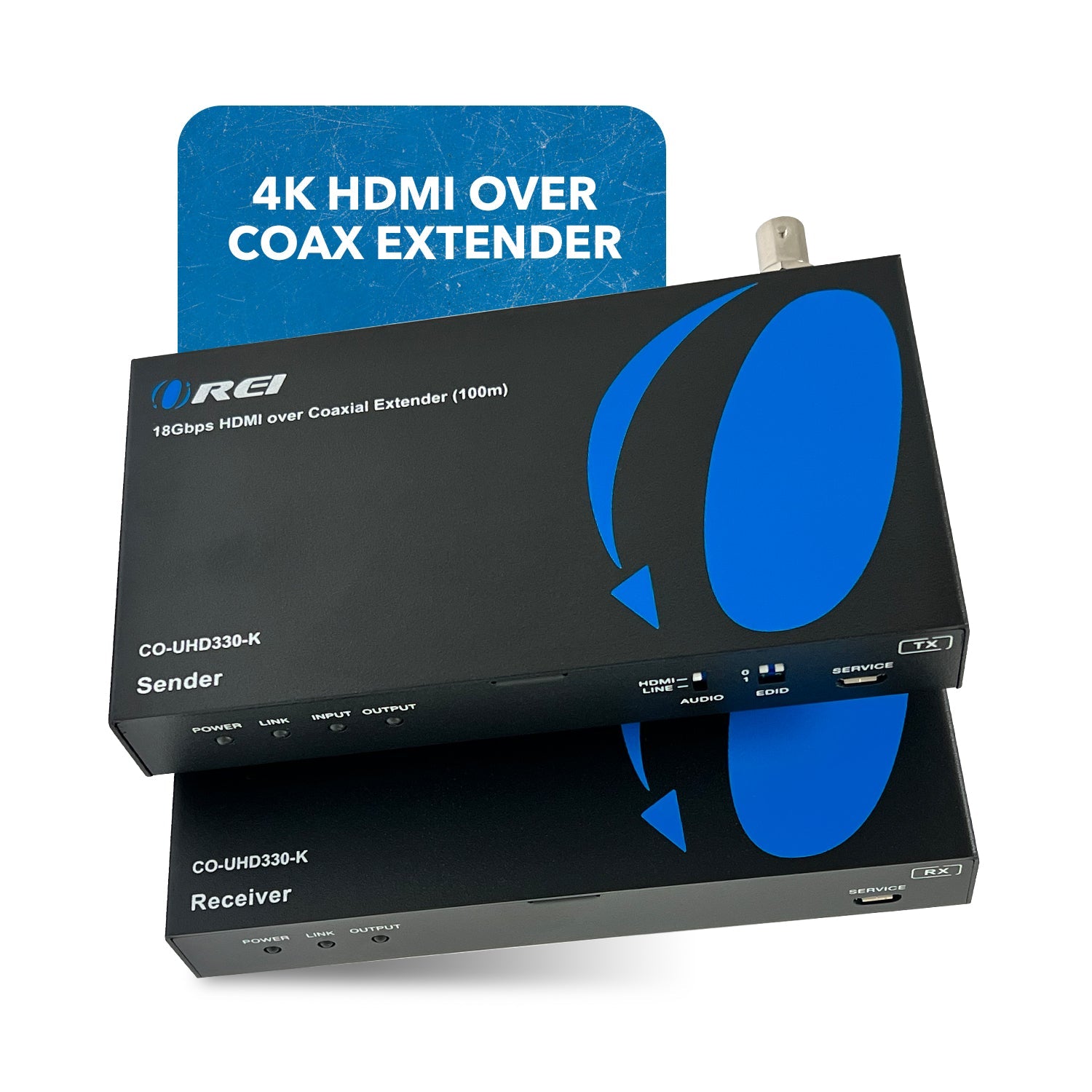 4K@60hz HDMI™ Extender (Loop, Bi-IR) - 330ft (coaxial)-CO-UHD330-K