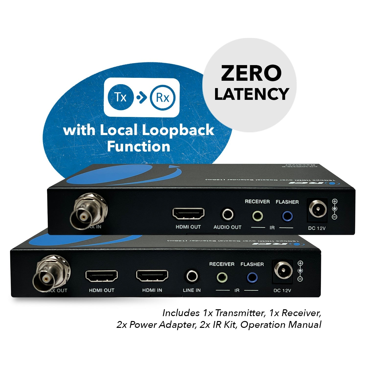 4K@60hz HDMI™ Extender (Loop, Bi-IR) - 330ft (coaxial)-CO-UHD330-K