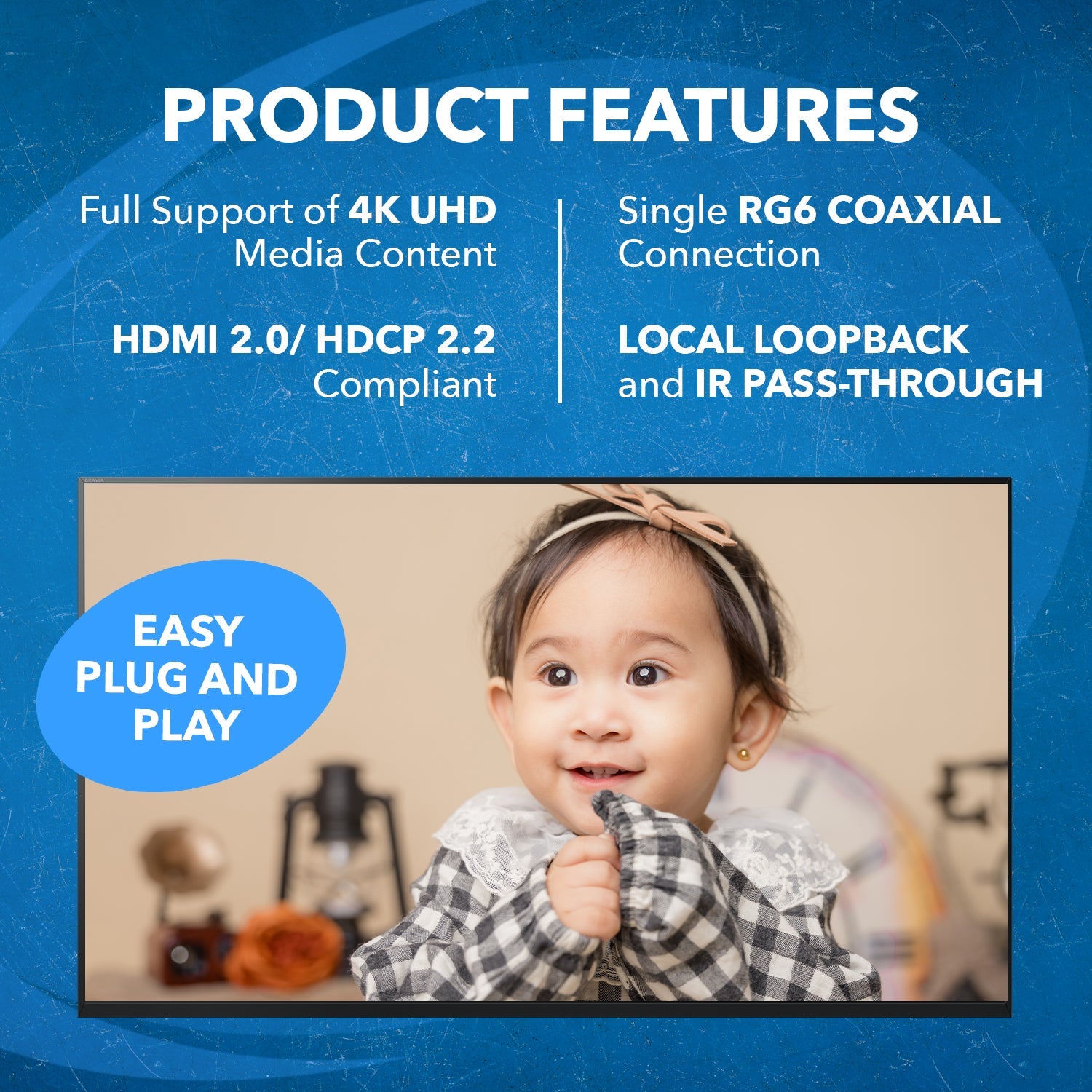 4K@60hz HDMI™ Extender (Loop, Bi-IR) - 330ft (coaxial)-CO-UHD330-K