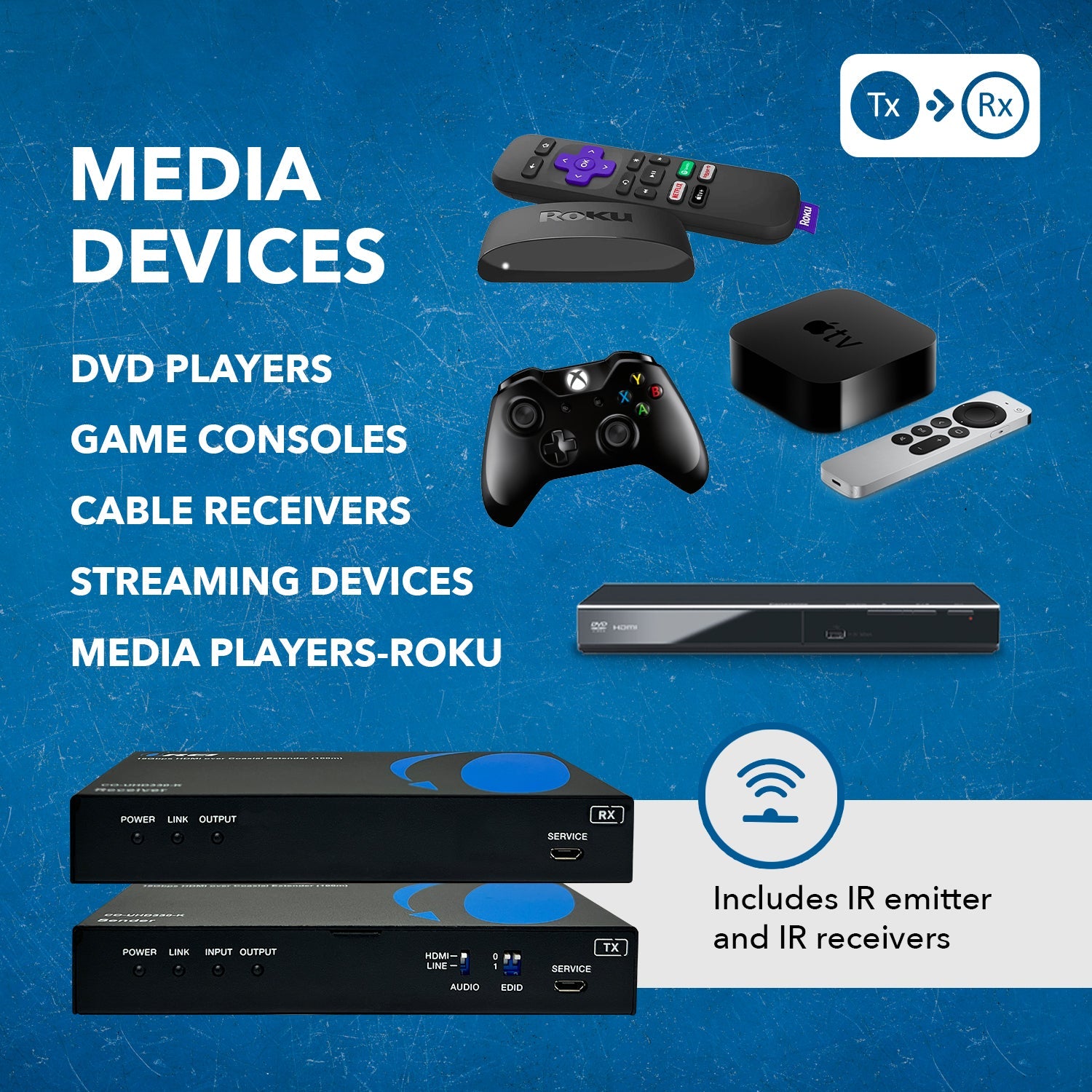 4K@60hz HDMI™ Extender (Loop, Bi-IR) - 330ft (coaxial)-CO-UHD330-K