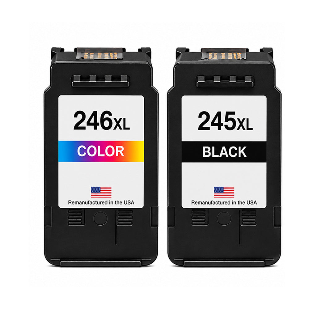 U.S. Remanufactured for Canon PG-245XL Black CL-246XL Color Combo Pack High Yield Ink Cartridges