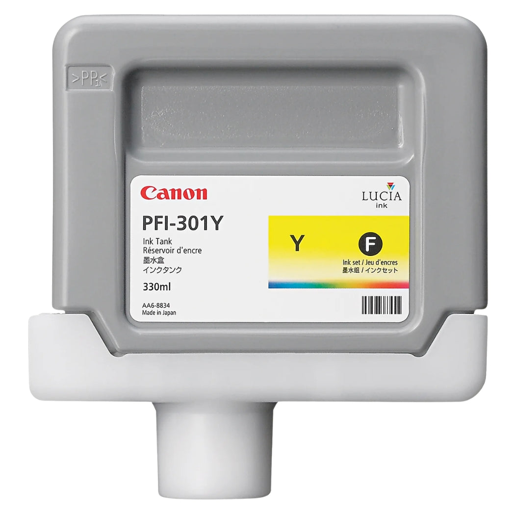 New, Pre-Owned - Canon PFI-301Y Standard-Yield Yellow Ink Cartridge, 1489B001AA