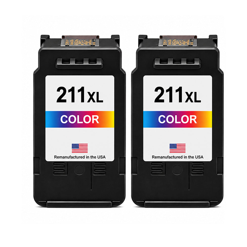 U.S. Remanufactured for Canon CL-211XL Color Ink Cartridge Twin Pack
