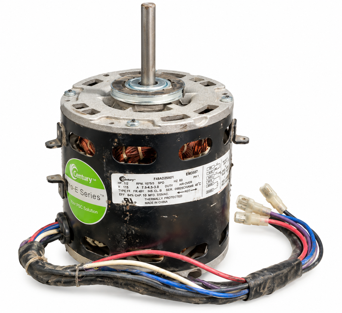 Century F48AD25A01 EM3587 HVAC motor white background