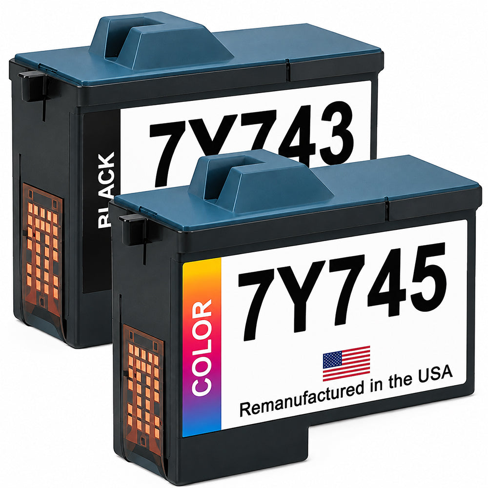 U.S. Remanufactured Ink Cartridges for Dell Series 2 7Y743 Black / 7Y745 Color Combo Pack