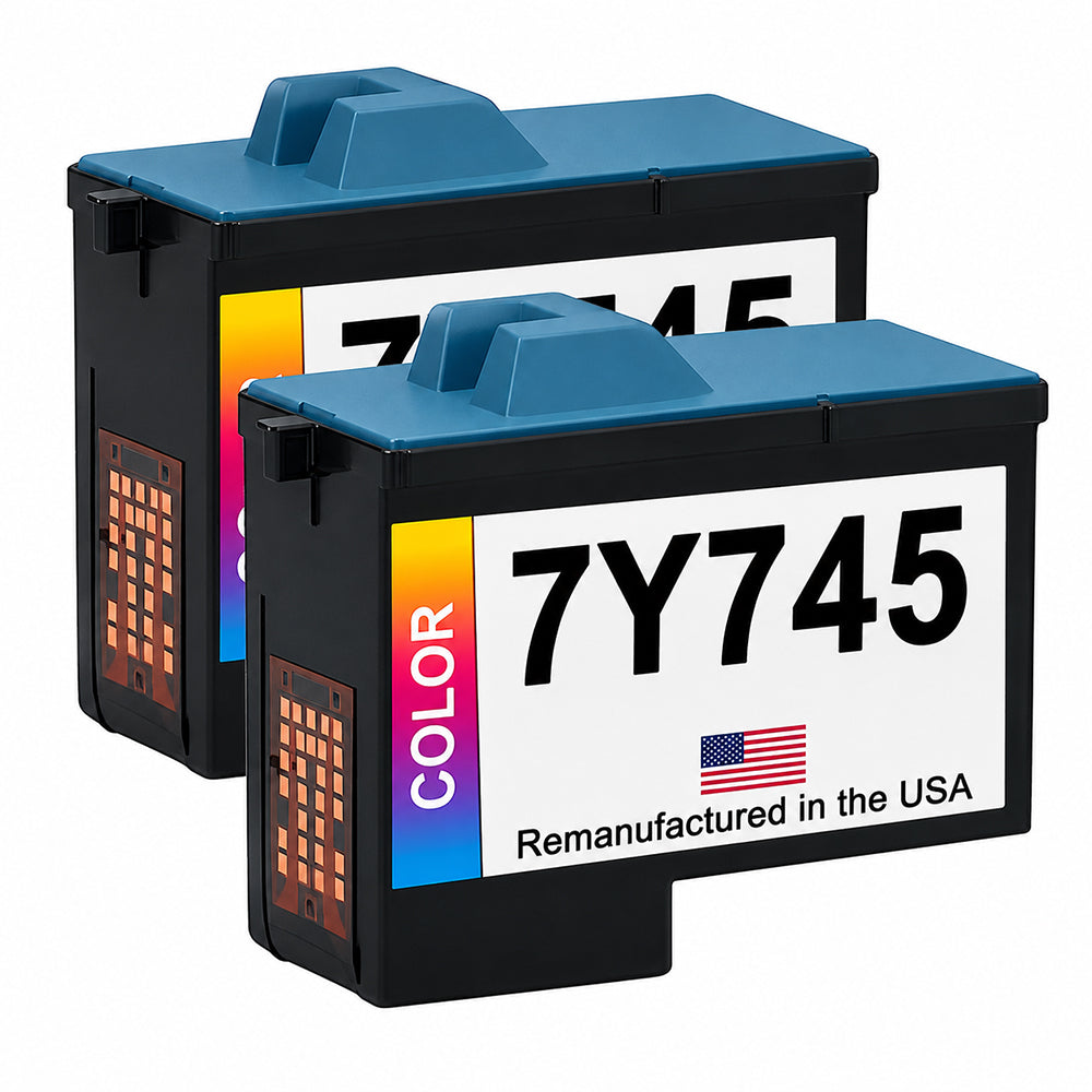 U.S. Remanufactured Ink Cartridges for Dell Series 2 7Y745 Color Twin Pack