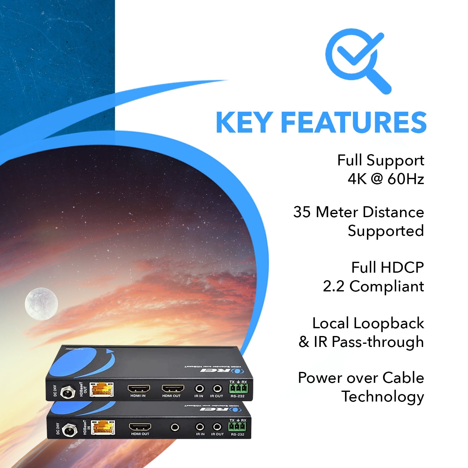4K HDBaseT HDMI™ Extender (Loop) - 115ft (cat6)-EX-115UHD-K