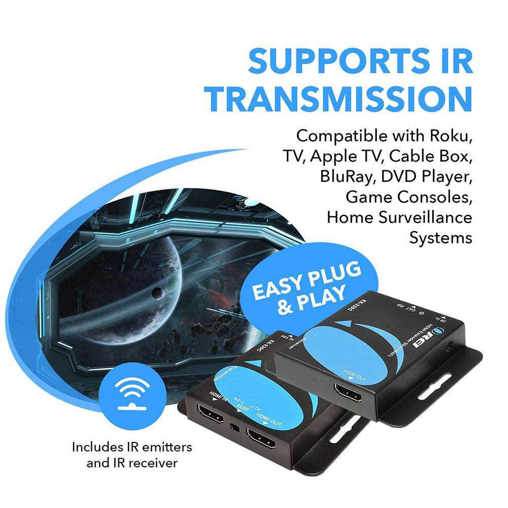 4K@30hz HDMI™ Extender (Loop, IR) - 130ft (cat6)-EX-230C