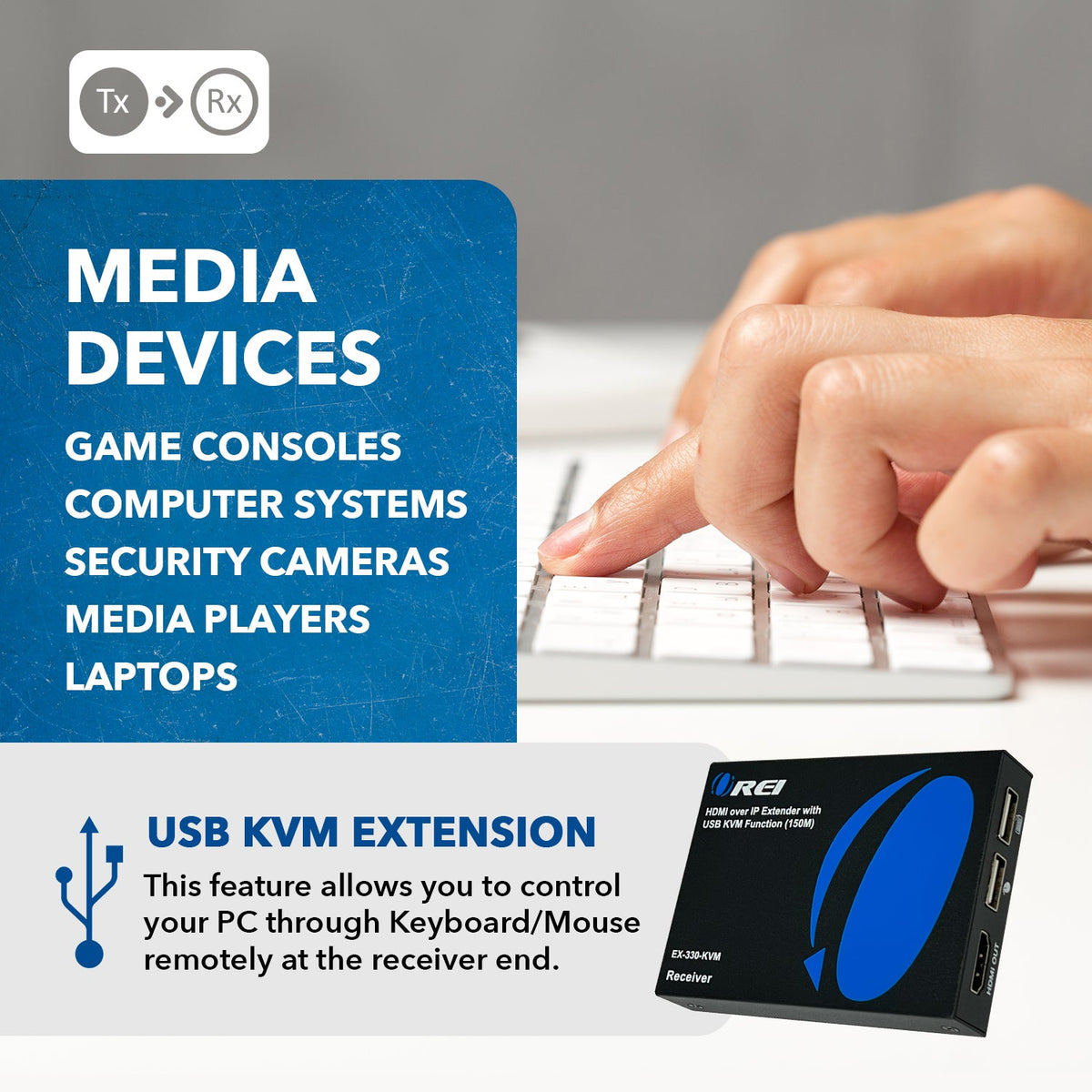 1080p HDMI™ Extender (Over IP, KVM) - 500ft (cat6)-EX-330-KVM