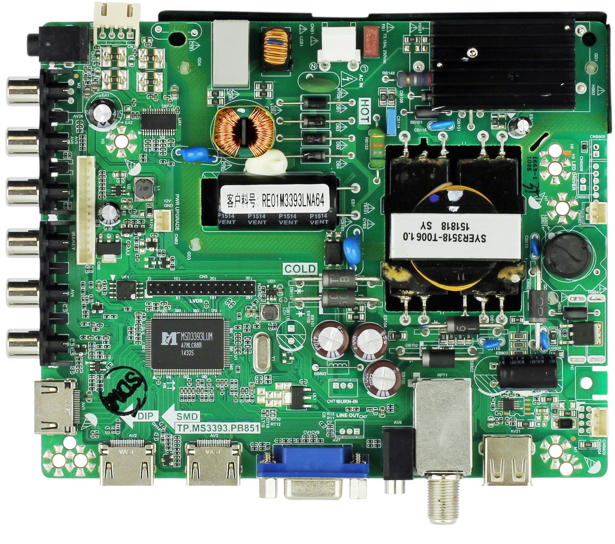 RCA FRE01M3393LNA64-B1 Main Board/ PSU for LED32C45RQ