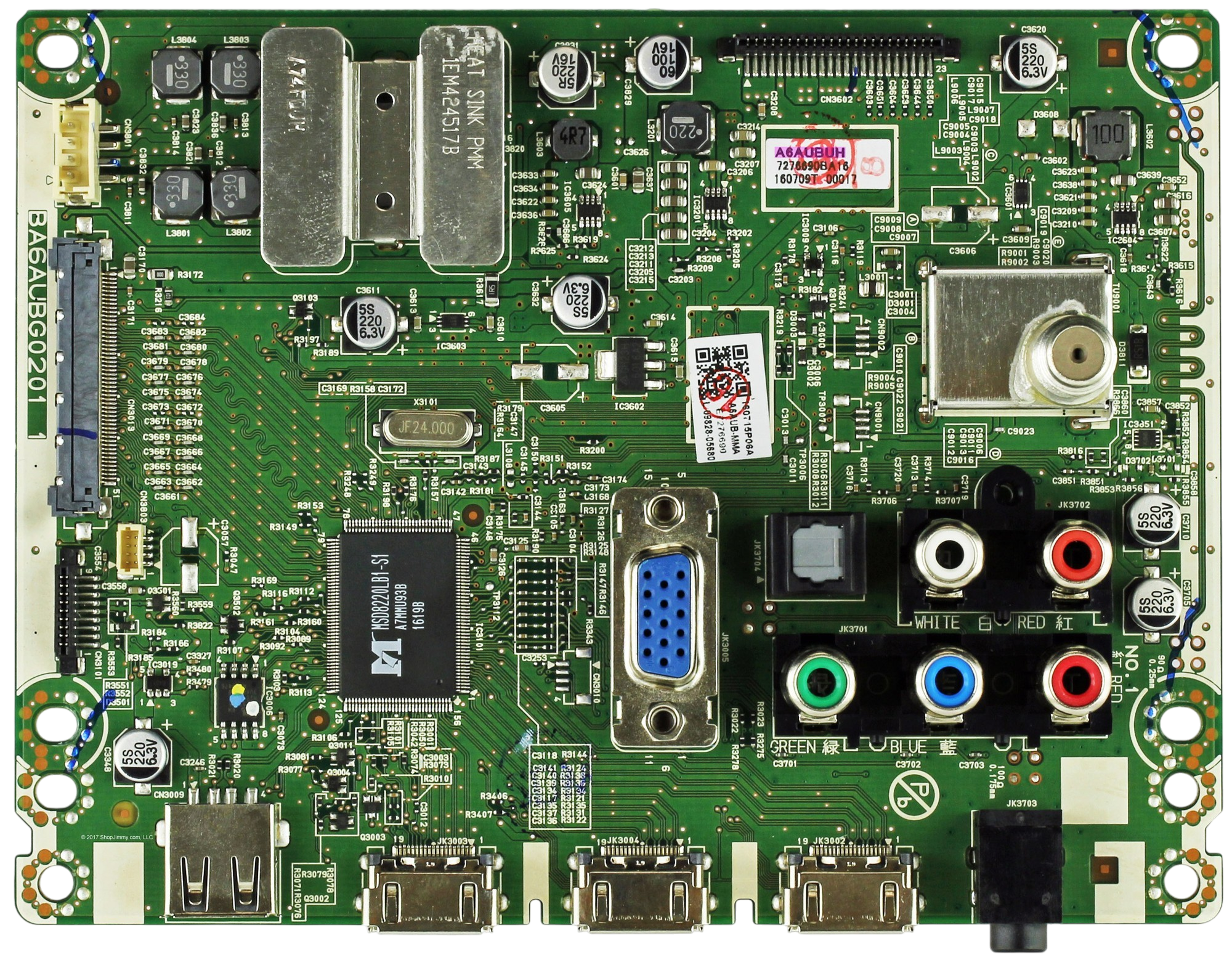 A6AUBMMA-001 Sanyo Main Board, A6AUBUH, BA6AUBG0201, A6AUB-MMA, FW50D36F