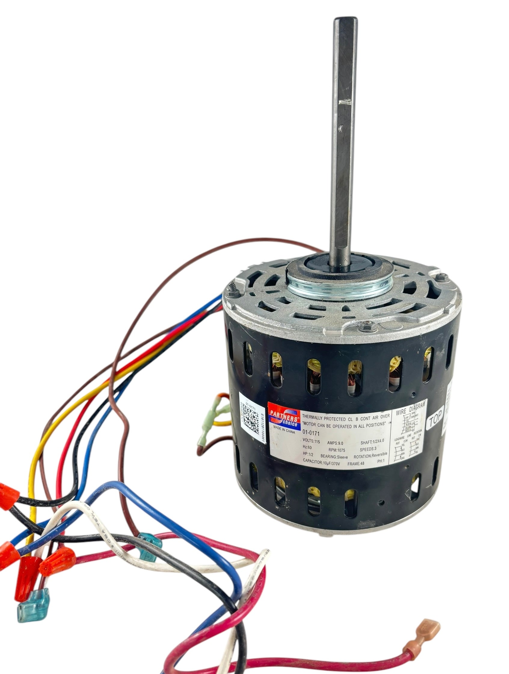 Blower Motor 01-0171 1/2 HP 115V Direct Drive 1/2" X 4" Shaft 1075 RPM Partners Choice (Refurbed)