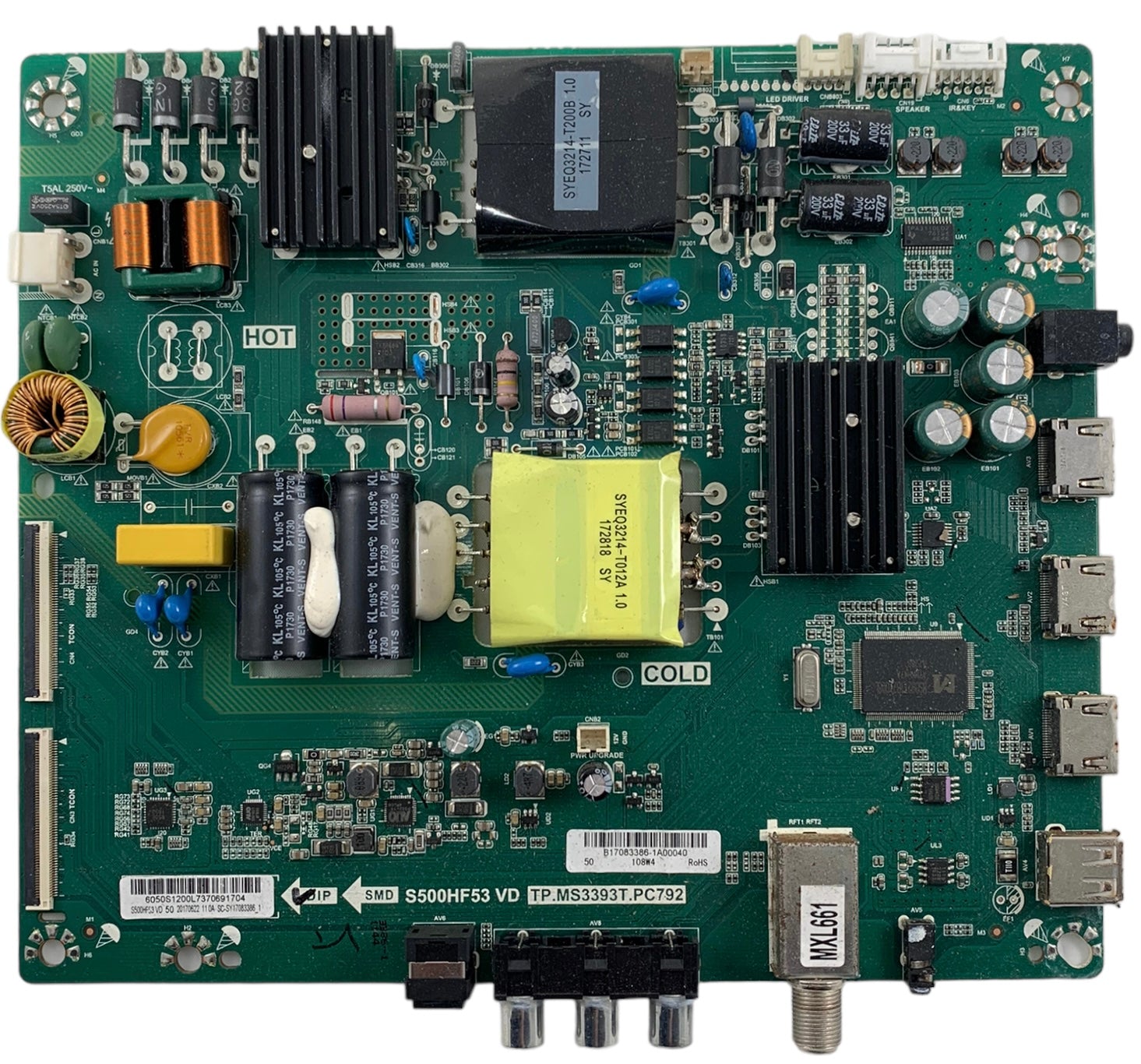 Insignia 60.50S12.00L Main Board/Power Supply for NS-50D510NA17