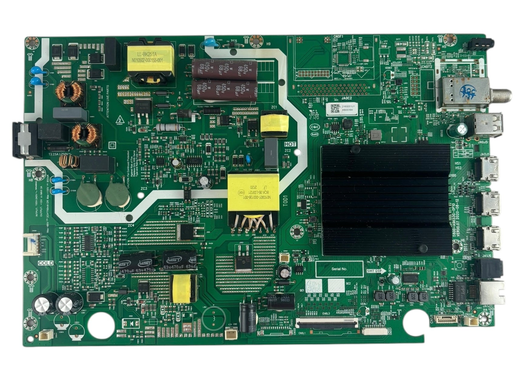 Skyworth 5800-A9K53G-0P10 Main Board / Power Supply for 55UC6200