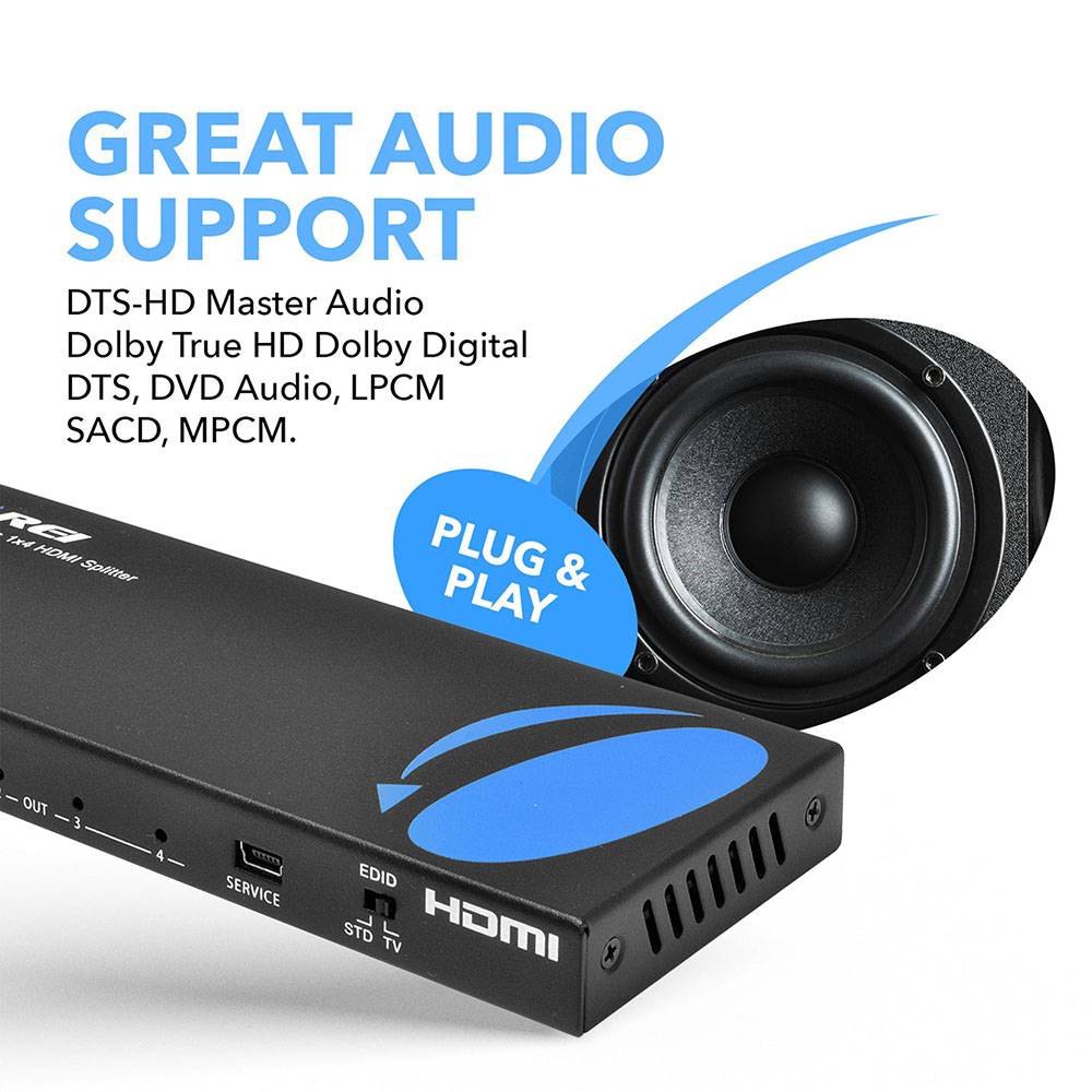 4K@30Hz 1x4 HDMI™ Splitter (HD-104)