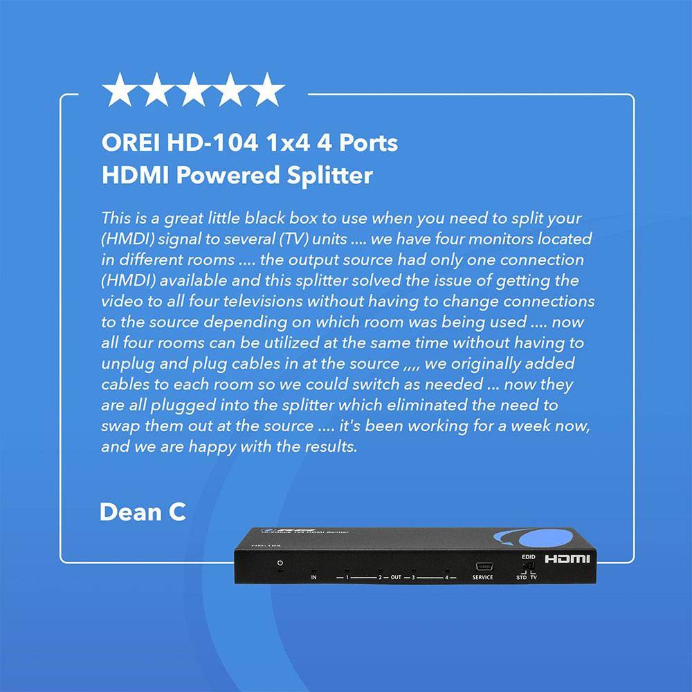 4K@30Hz 1x4 HDMI™ Splitter (HD-104)