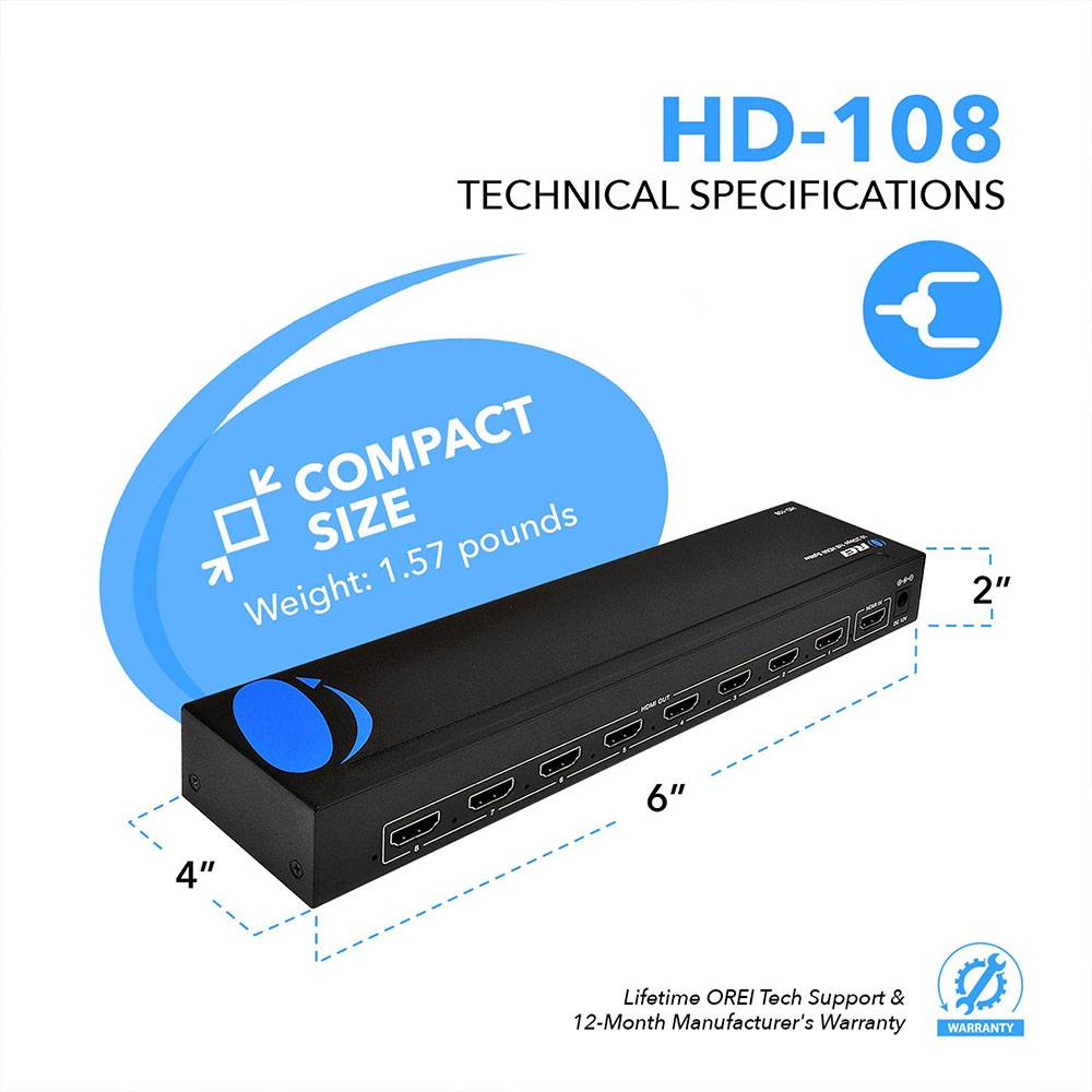 1080p 1x8 HDMI™ Splitter-HD-108