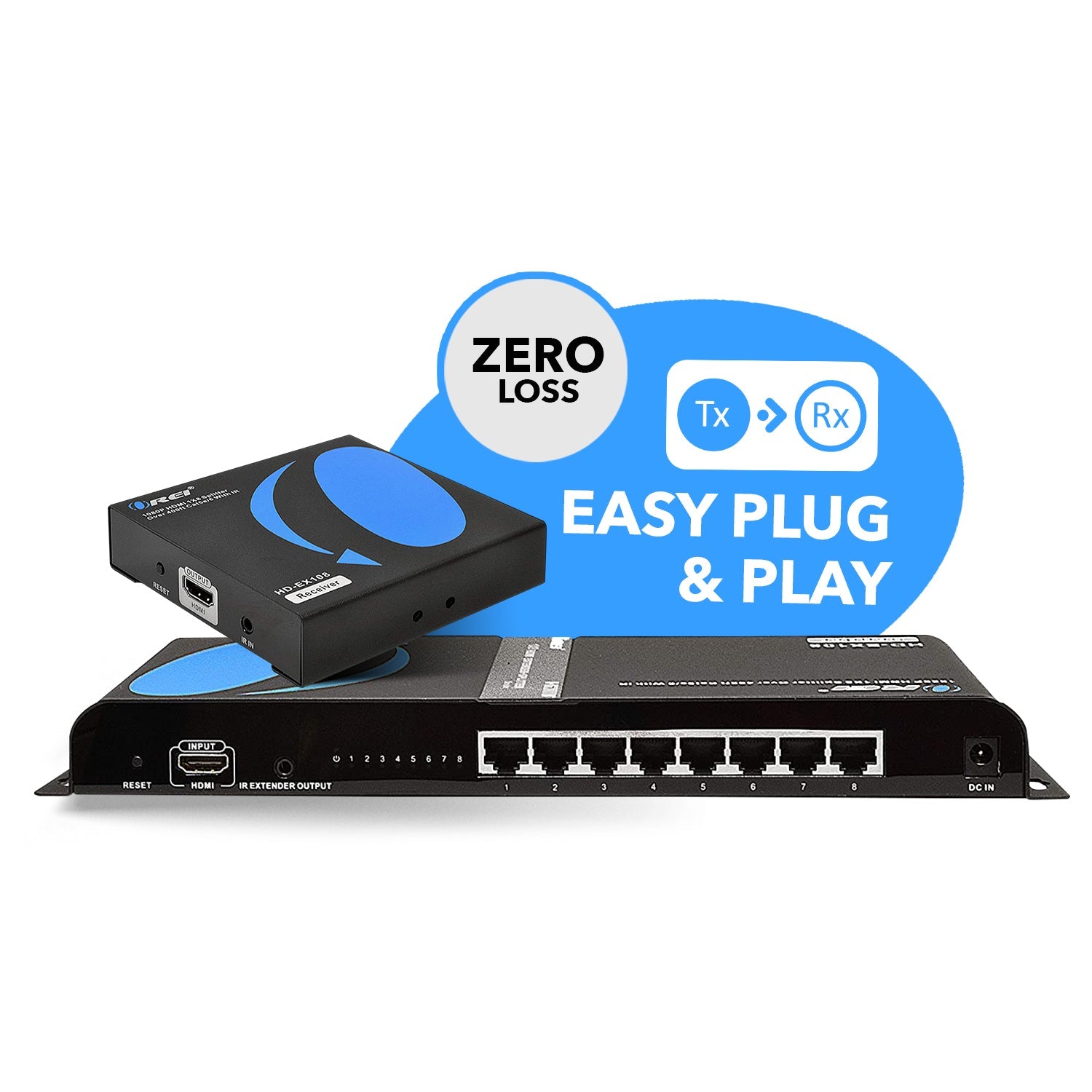 1080p 1x8 HDMI™ Extender Splitter (Over IP) - 400ft (cat6)-HD-EX108