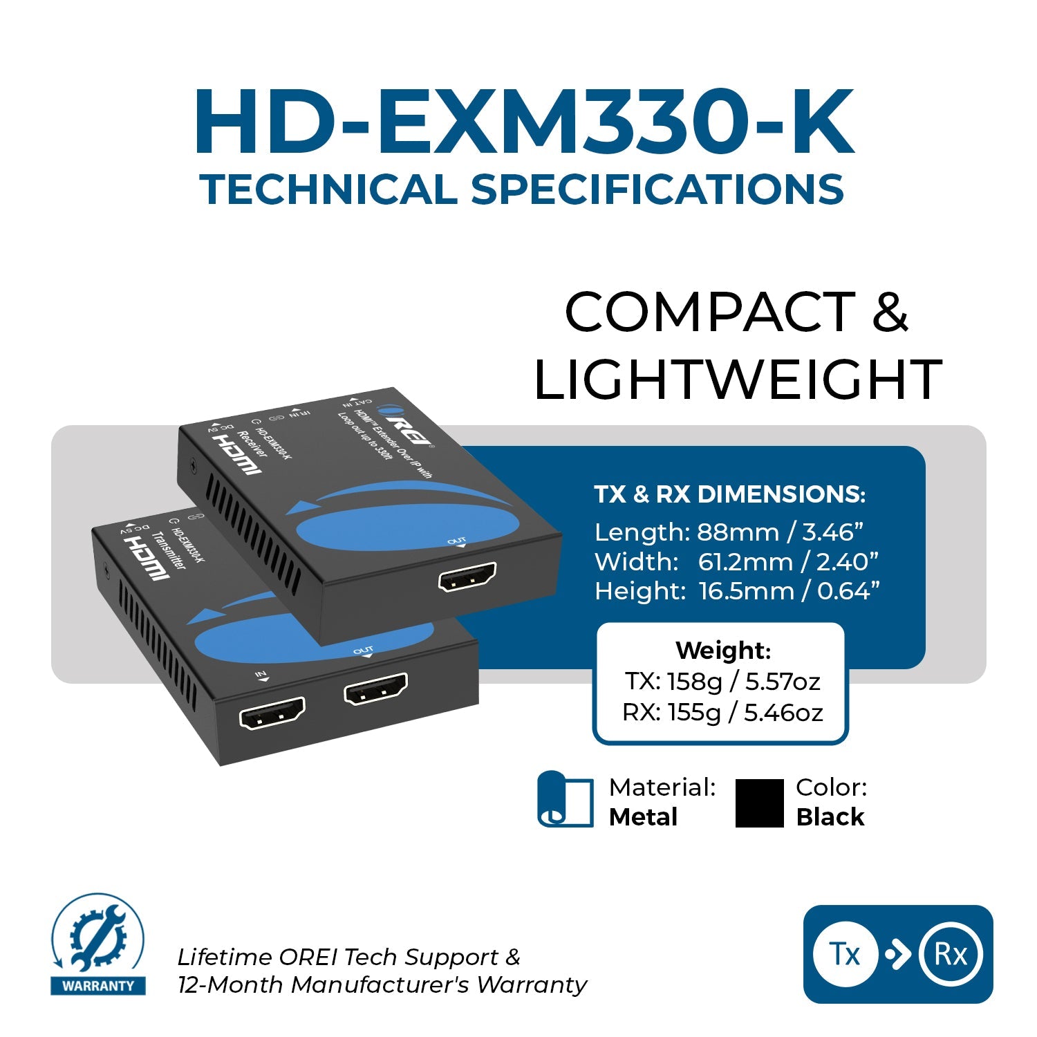 Receiver Only for HDMI Over IP Extender Full HD 1080P upto 330 ft (HD-EXM330-RX)