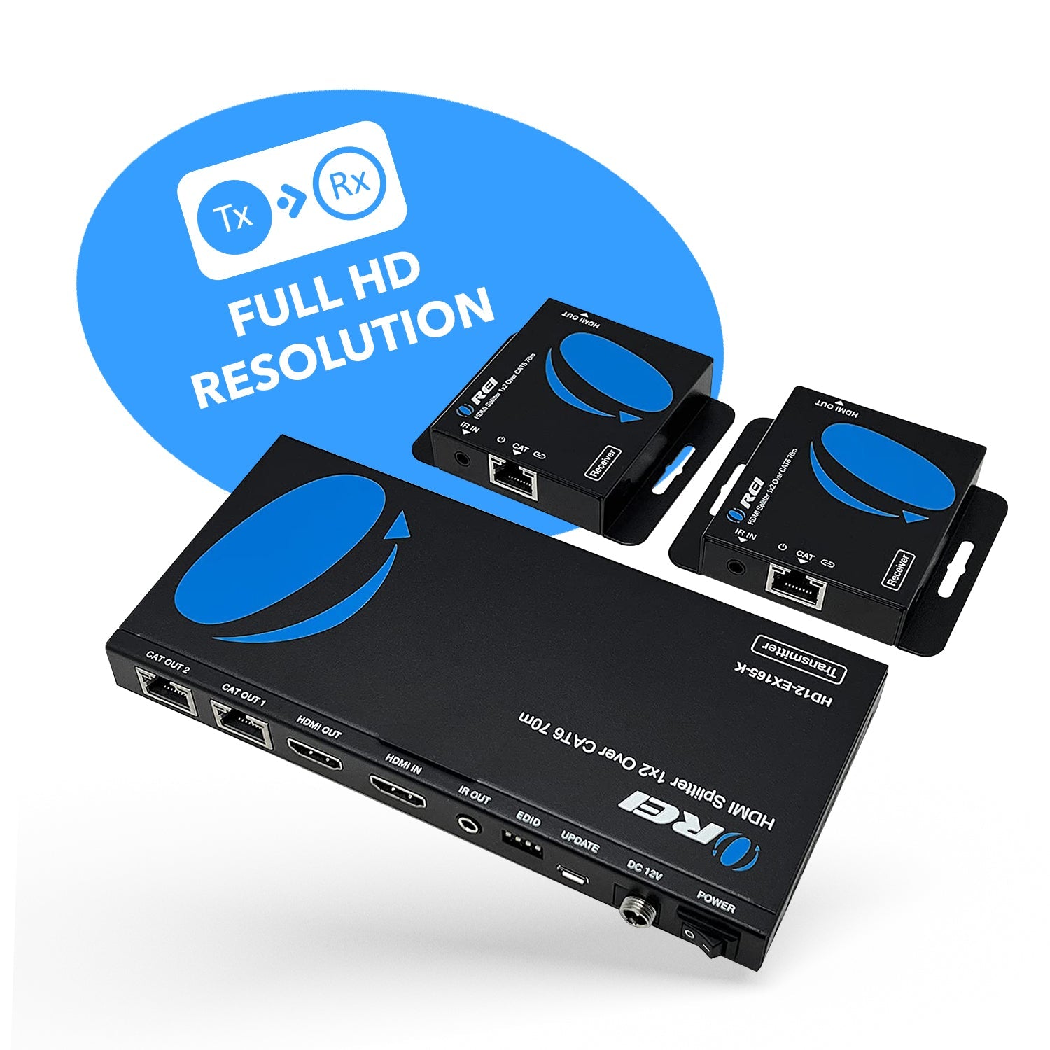 4K@30Hz 1x2 HDMI™ Extender Splitter (Loop) - 230ft (cat6)-HD12-EX165-K