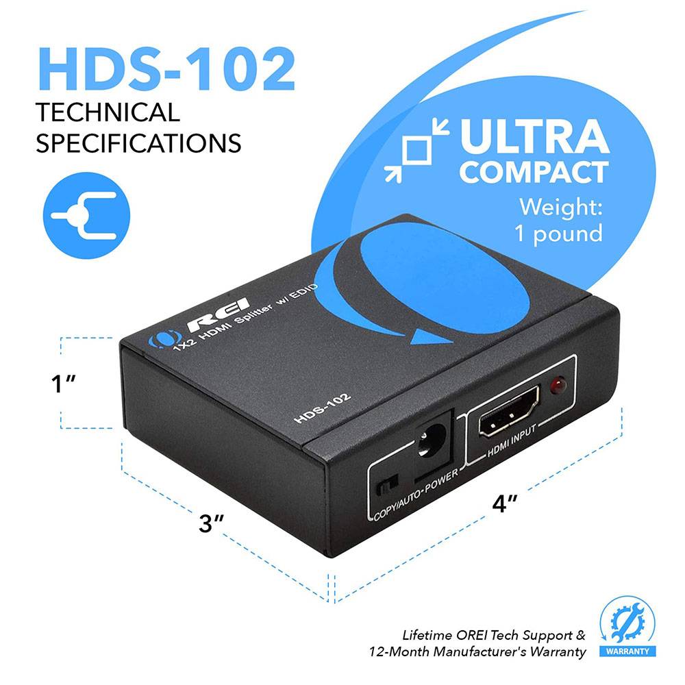4K@30Hz 1x2 HDMI™ Splitter (HDS-102)