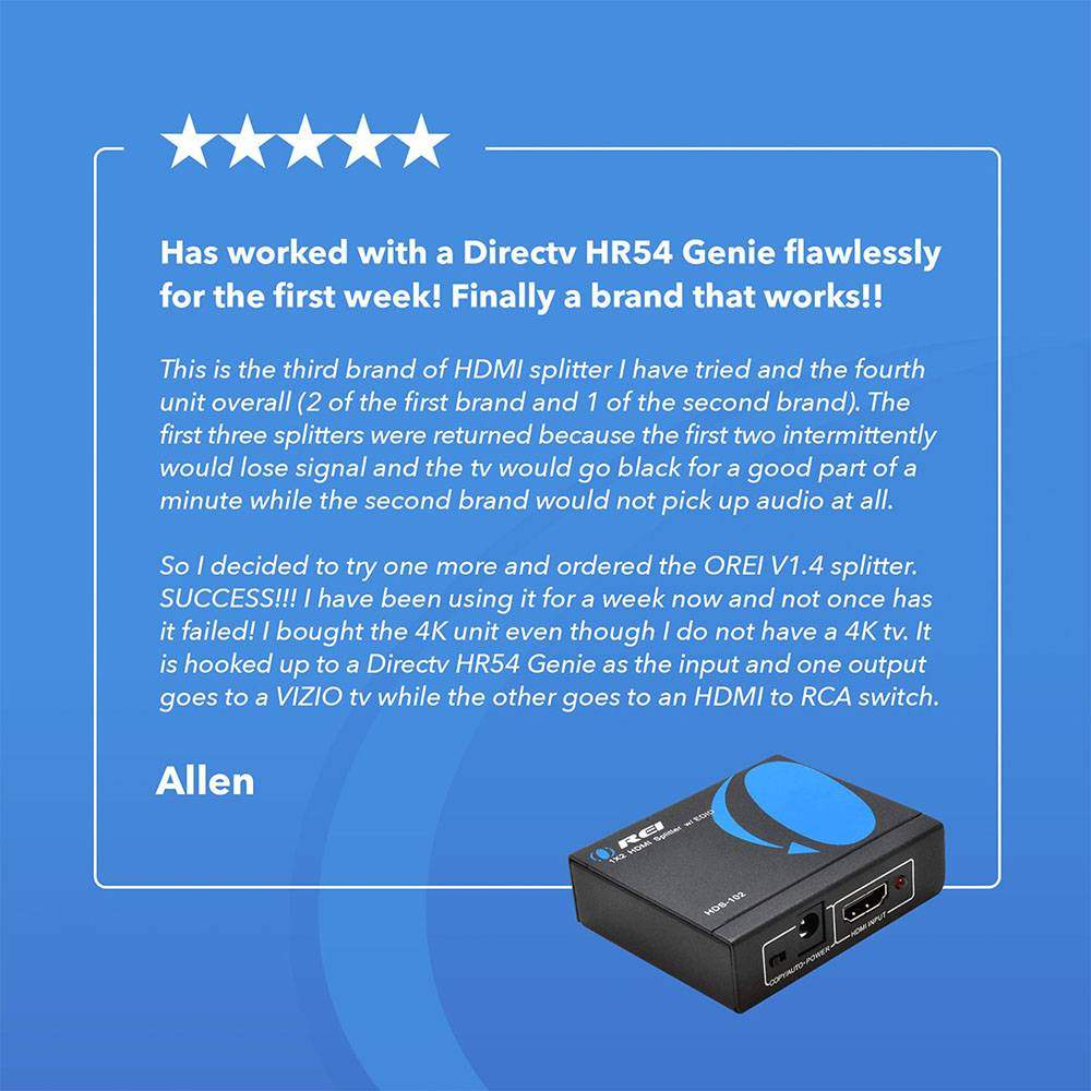 4K@30Hz 1x2 HDMI™ Splitter (HDS-102)