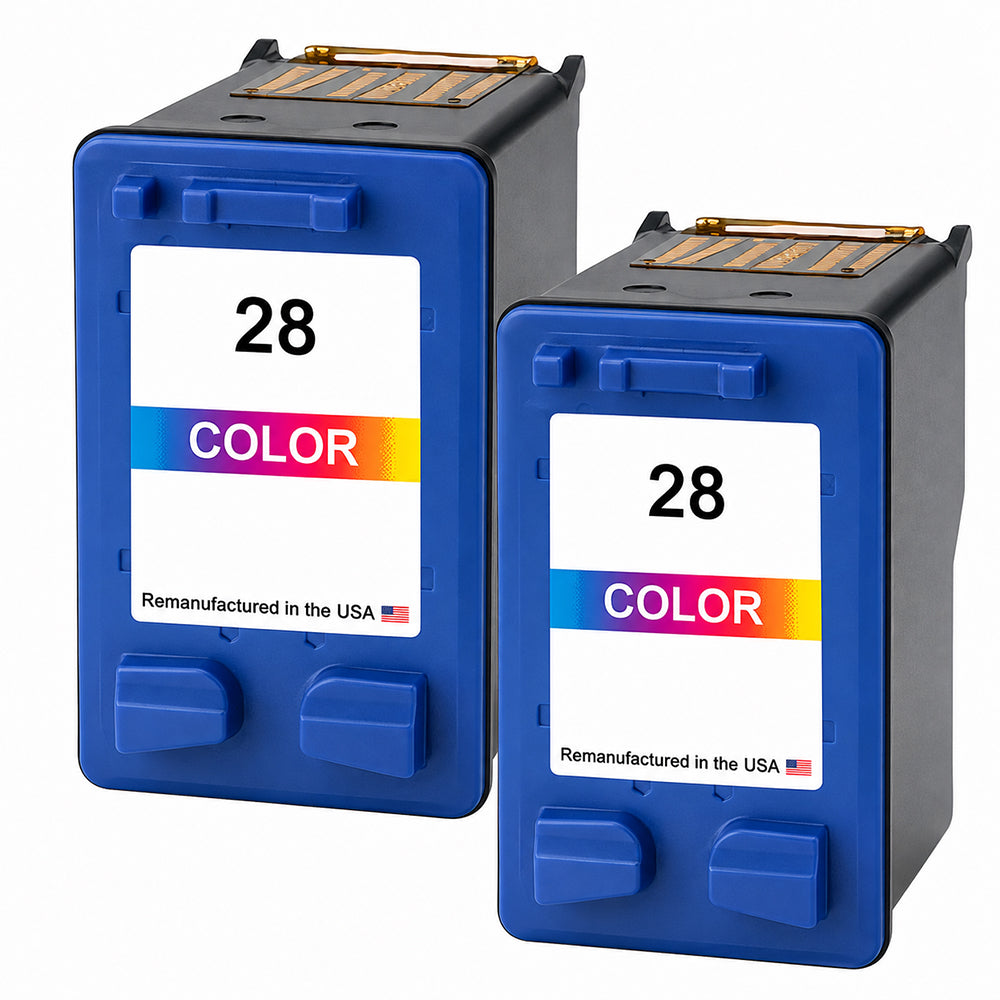U.S. Remanufactured for HP 28 (C8728AN) Color Ink Cartridges Twin Pack