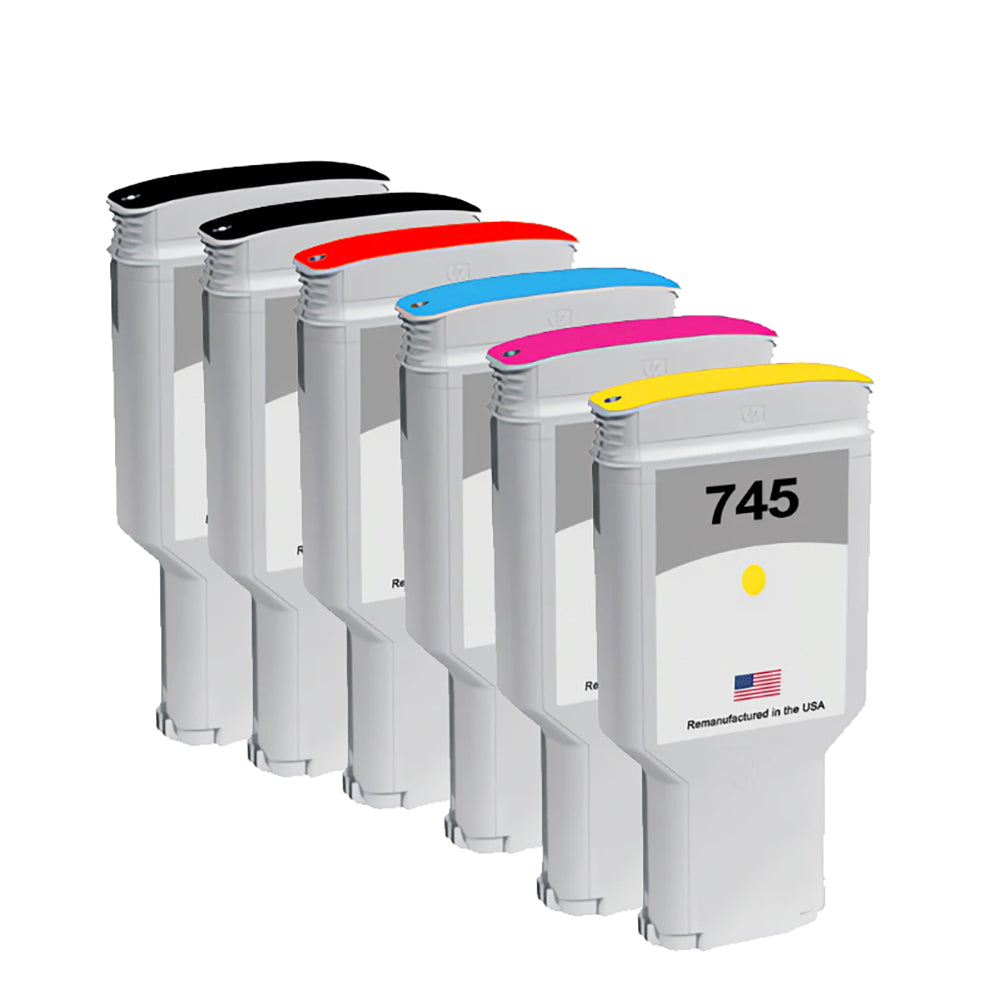 US Remanufactured for HP 745 300mL 6-Pack Ink Cartridges