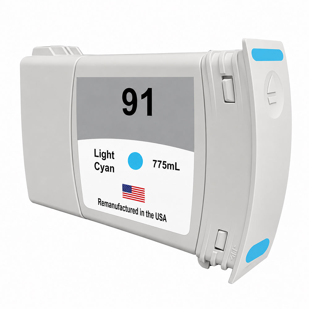 U.S. Remanufactured for HP 91 775mL (C9470A) Light Cyan Ink Cartridge