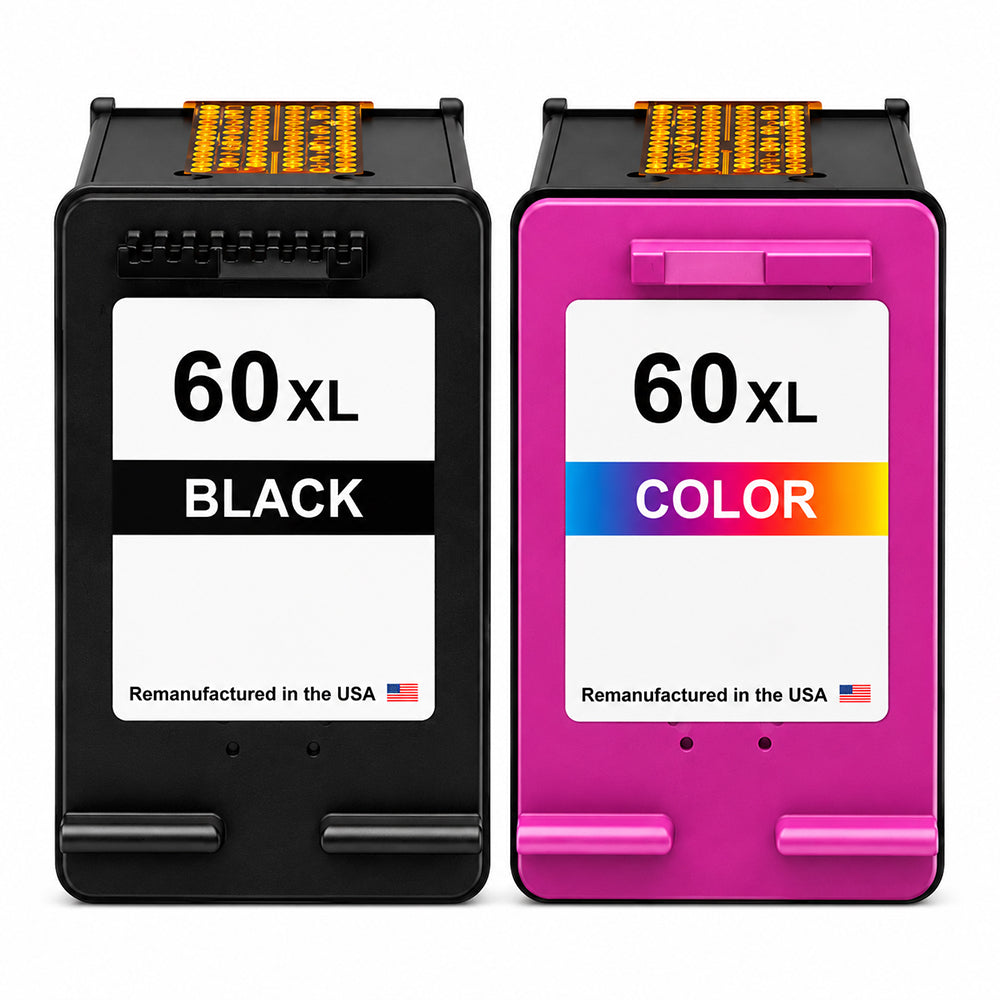 U.S. Remanufactured for HP 60XL Black / Color Ink Cartridges Combo Pack