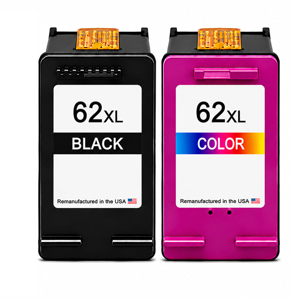 U.S. Remanufactured for HP 62XL Black / Tri-Color Combo Pack Ink Cartridges