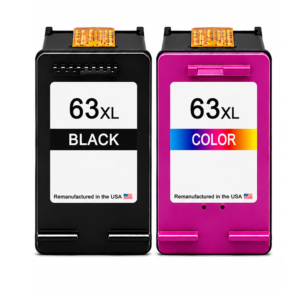 U.S. Remanufactured for HP 63XL Black / Tri-Color Combo Pack Ink Cartridges