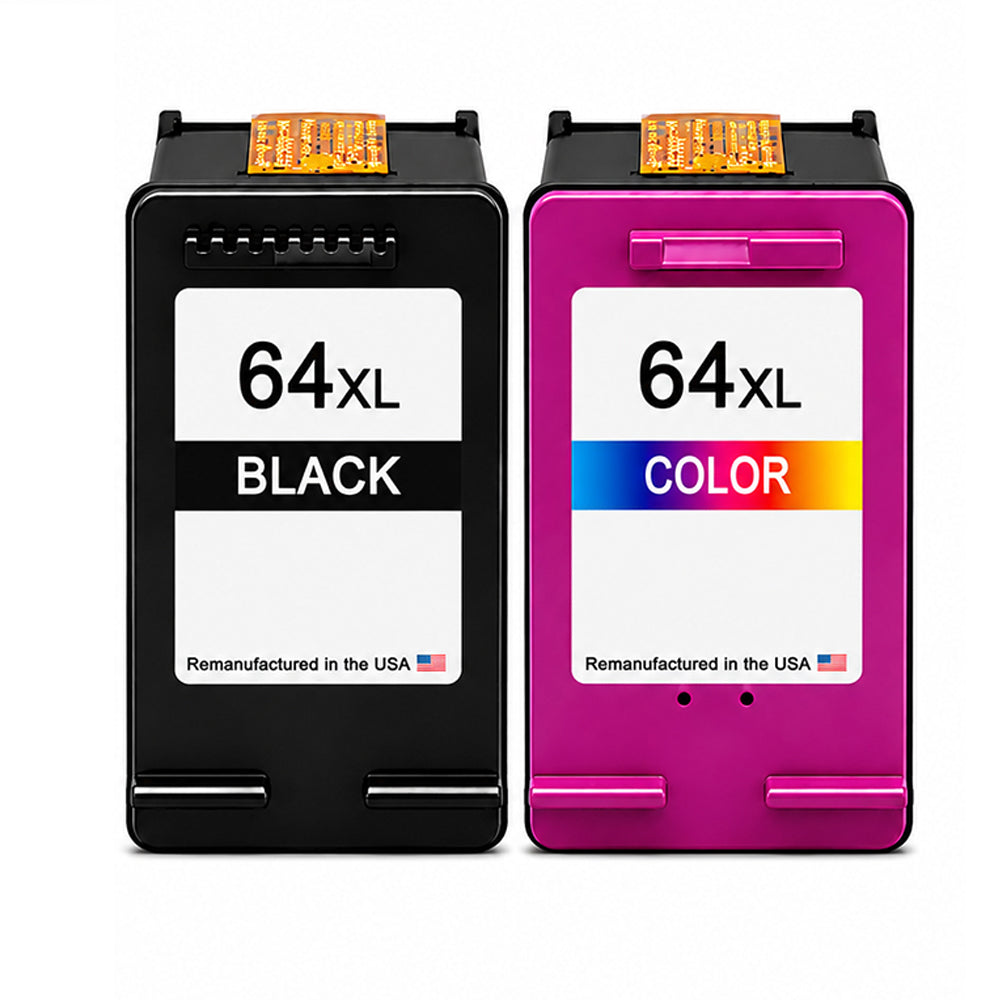 U.S. Remanufactured for HP 64XL Black / Tri-Color Combo Pack Ink Cartridges
