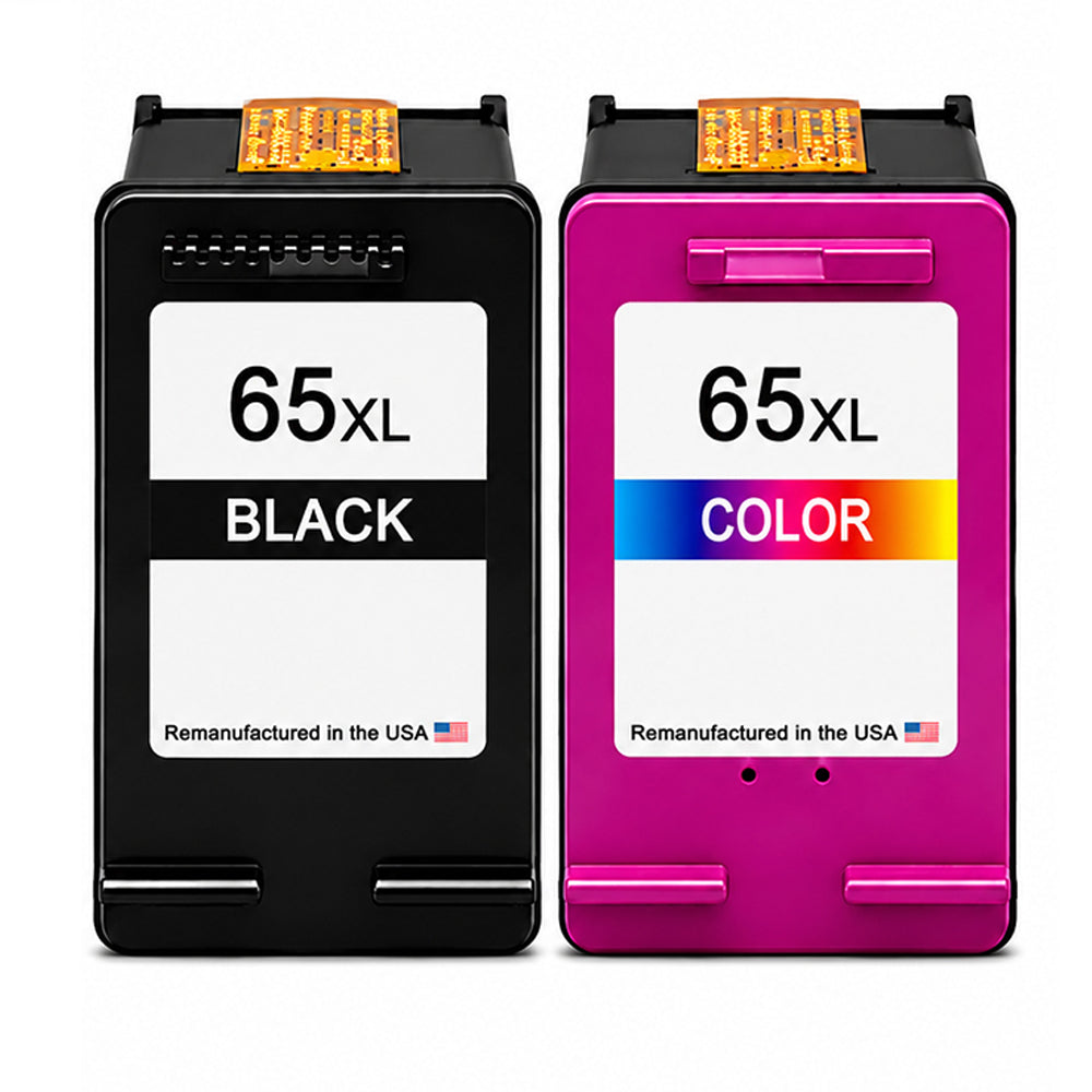 U.S. Remanufactured for HP 65XL Black / Color Combo Pack Ink Cartridges