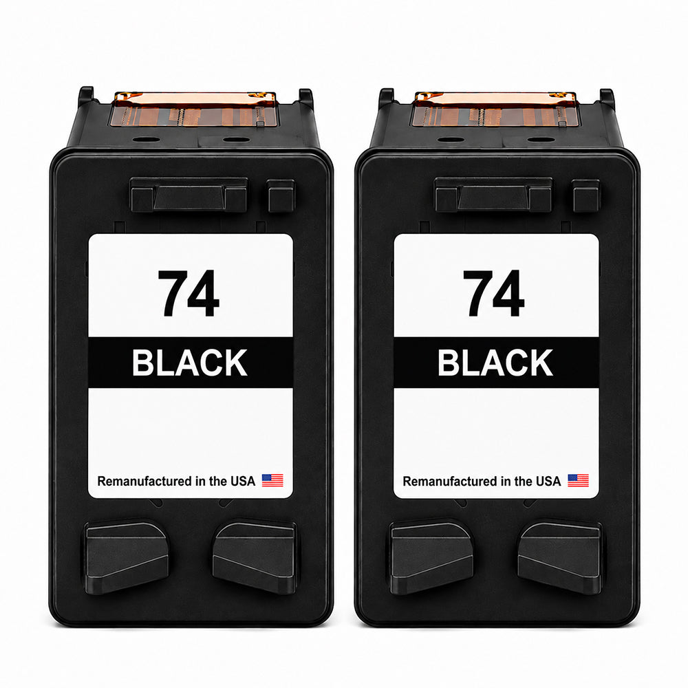 U.S. Remanufactured for HP 74 (CB335WN) Black Twin Pack Ink Cartridges