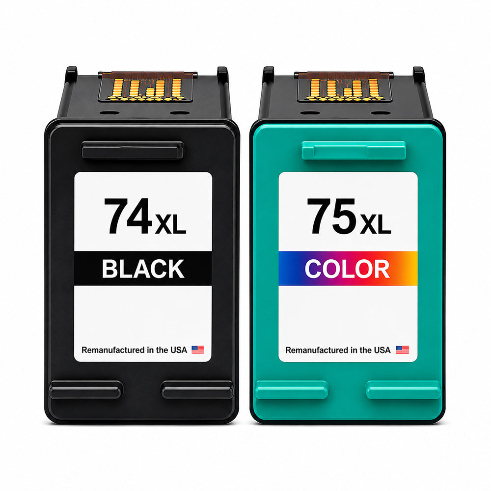 U.S. Remanufactured for HP 74XL Black / 75XL Color Combo Pack Ink Cartridges