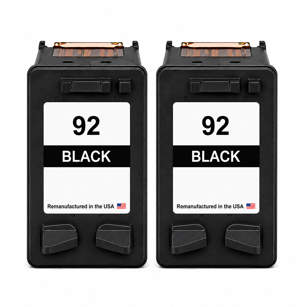 U.S. Remanufactured for HP 92 (C9362WN) Black Twin Pack Ink Cartridges