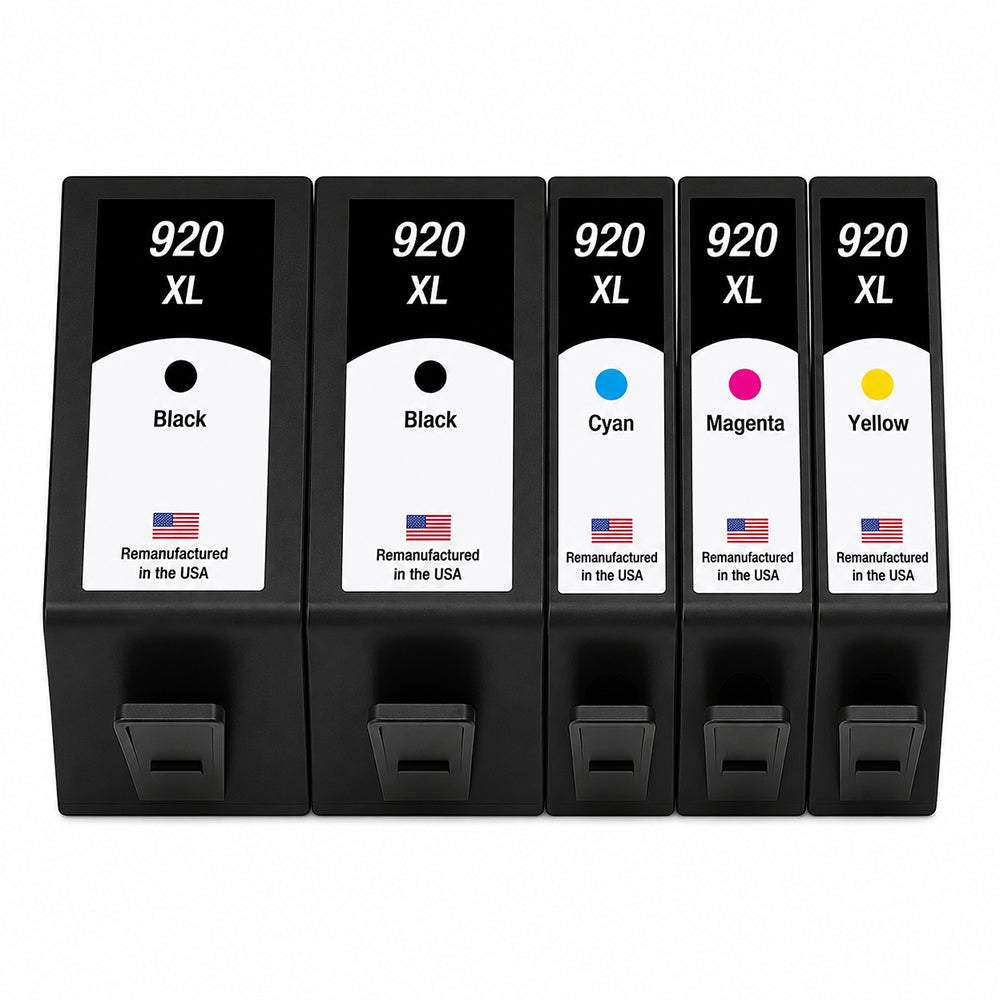 U.S. Remanufactured for HP 920XL 5-Pack 2 Black / 3 Color Ink Cartridges