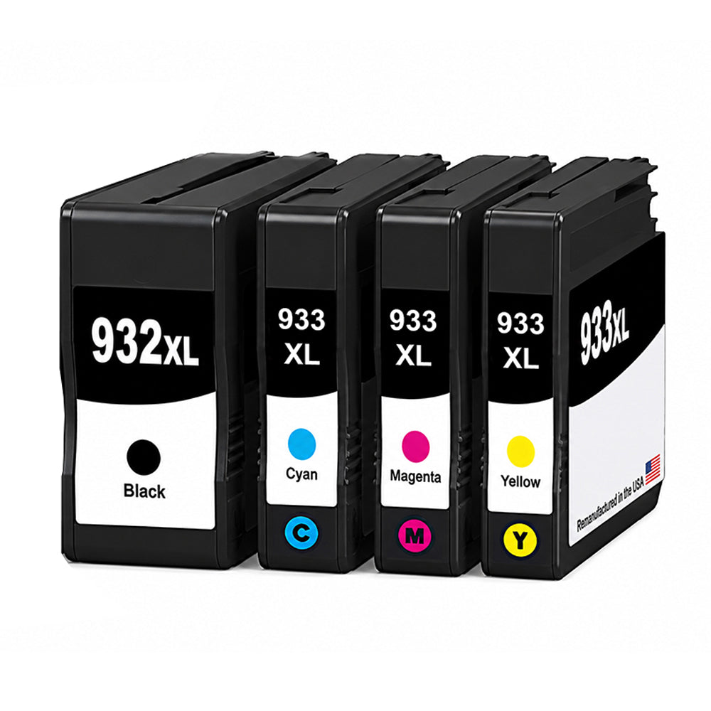 U.S. Remanufactured for HP 932XL 1 Black / 933XL 3 Color 4-pack Ink Cartridges