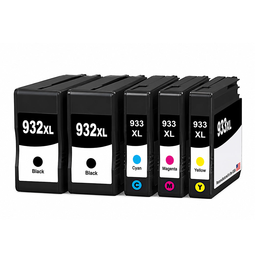 U.S. Remanufactured for HP 932XL 2 Black / 933XL 3 Color 5-pack Ink Cartridges