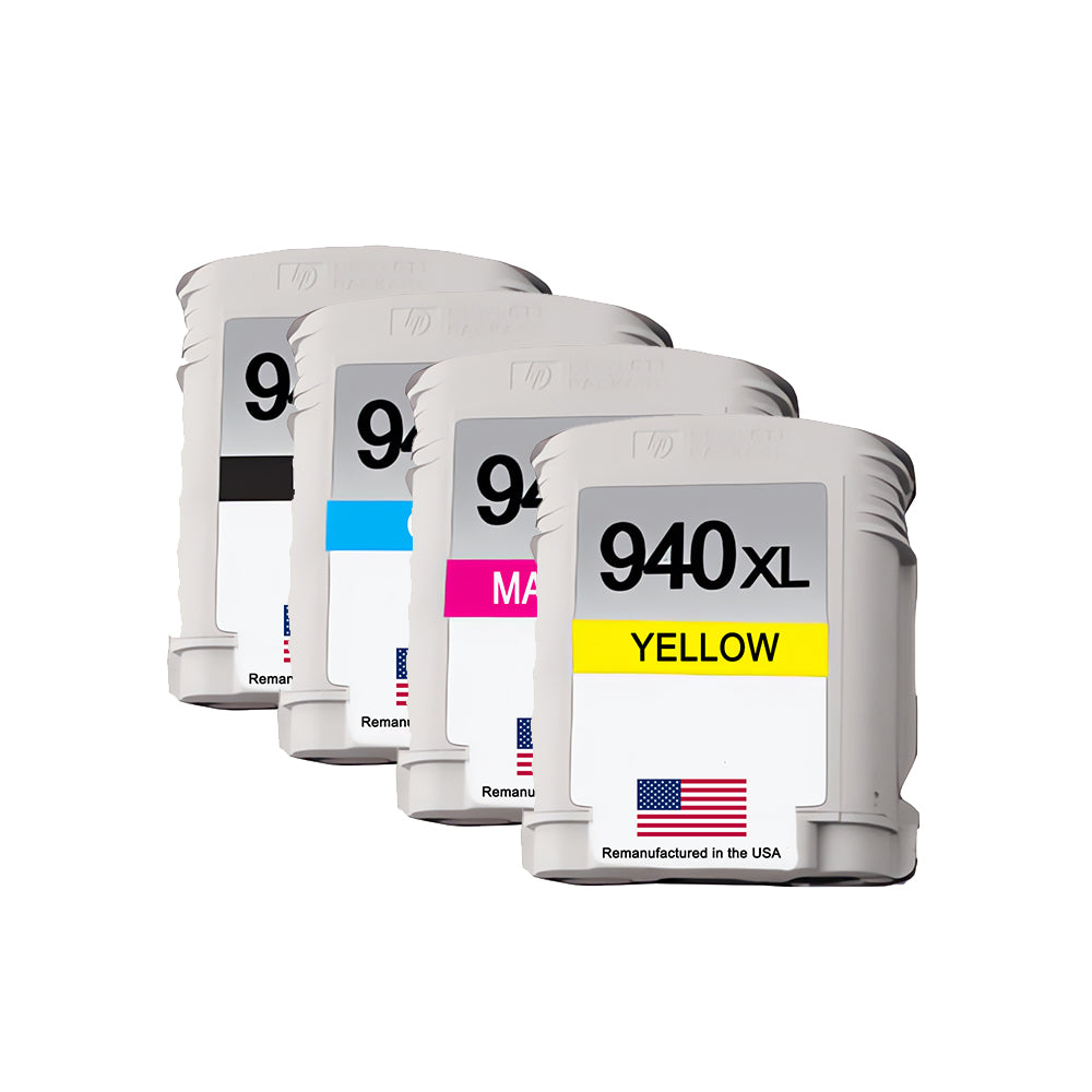 U.S. Remanufactured for HP 940XL 1 Black / 3 Color Ink Cartridges 4-pack