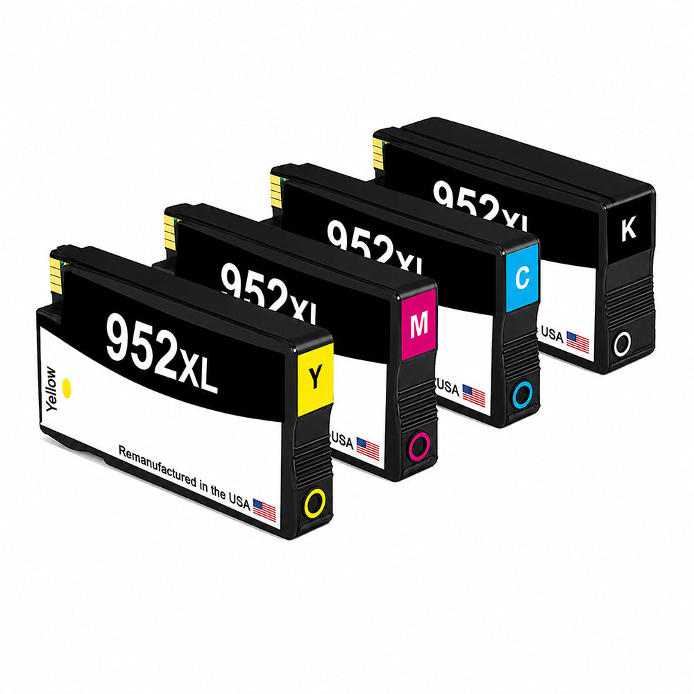 U.S. Remanufactured for HP 952XL 1 Black / 3 Color 4-pack Ink Cartridges