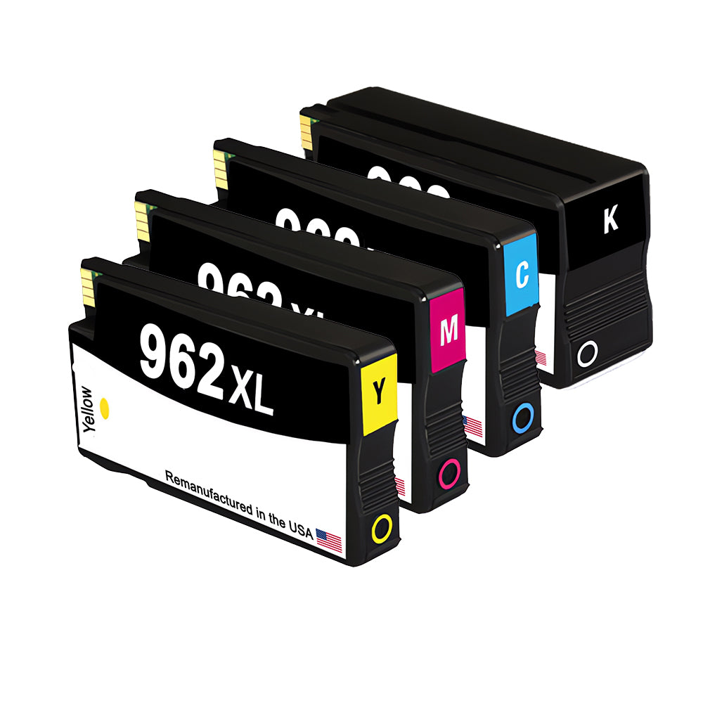 U.S. Remanufactured for HP 962XL 1 Black / 962XL 3 Color 4-pack Ink Cartridges