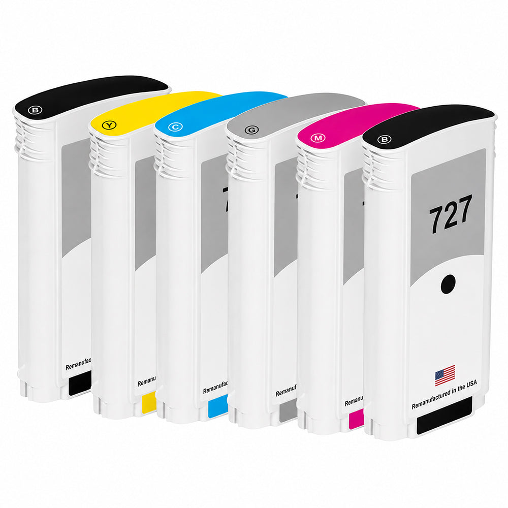 U.S. Remanufactured for HP 727 130mL 6-Pack Ink Cartridges